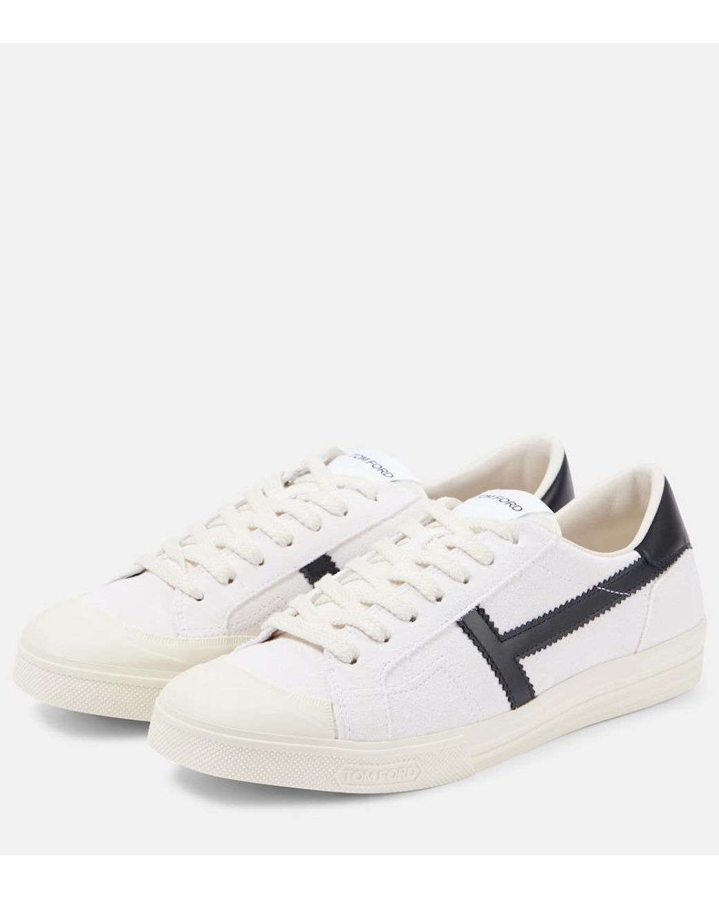 Tom Ford White Logo Leather Sneakers