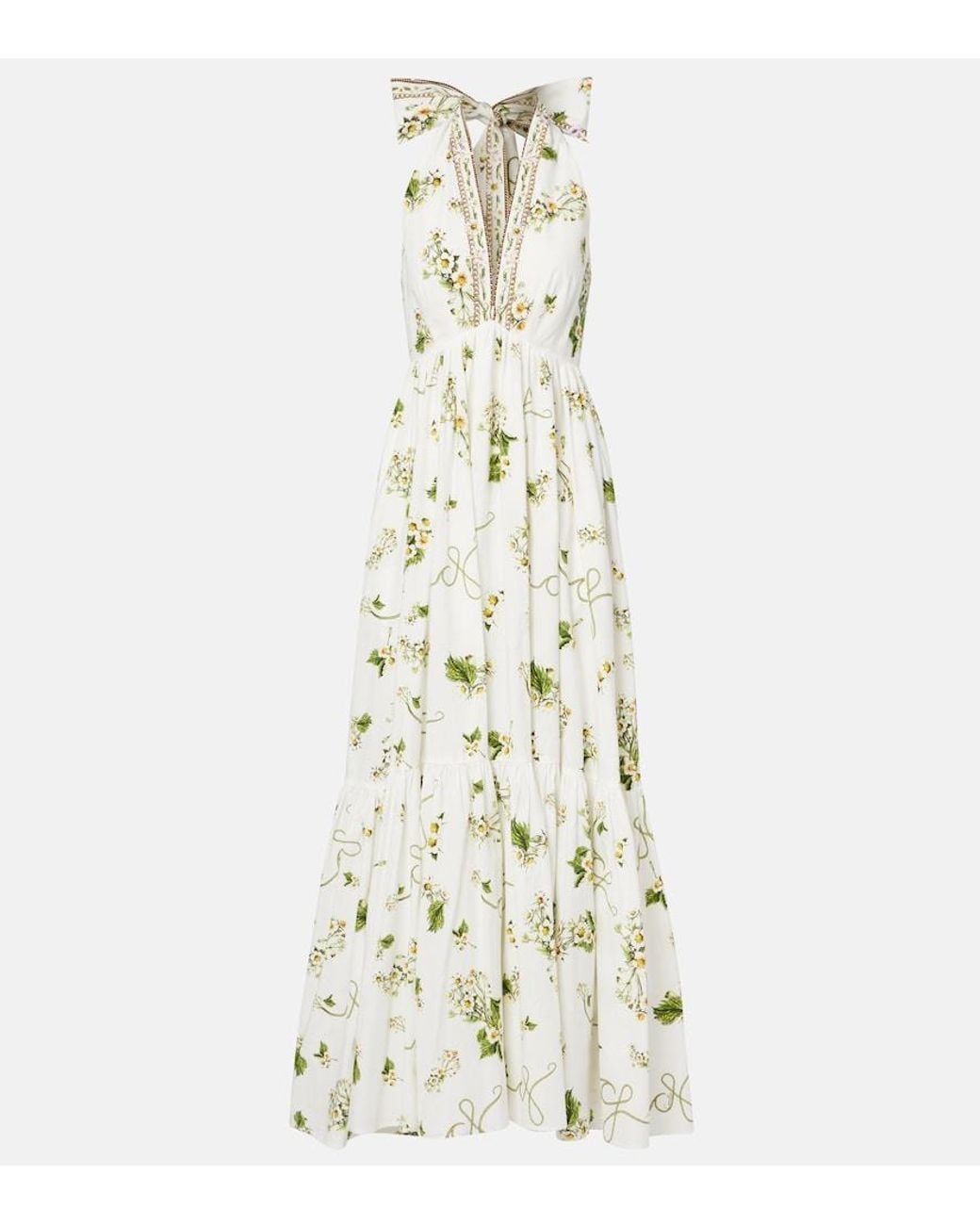 Camilla White Embellished Cotton Maxi Dress