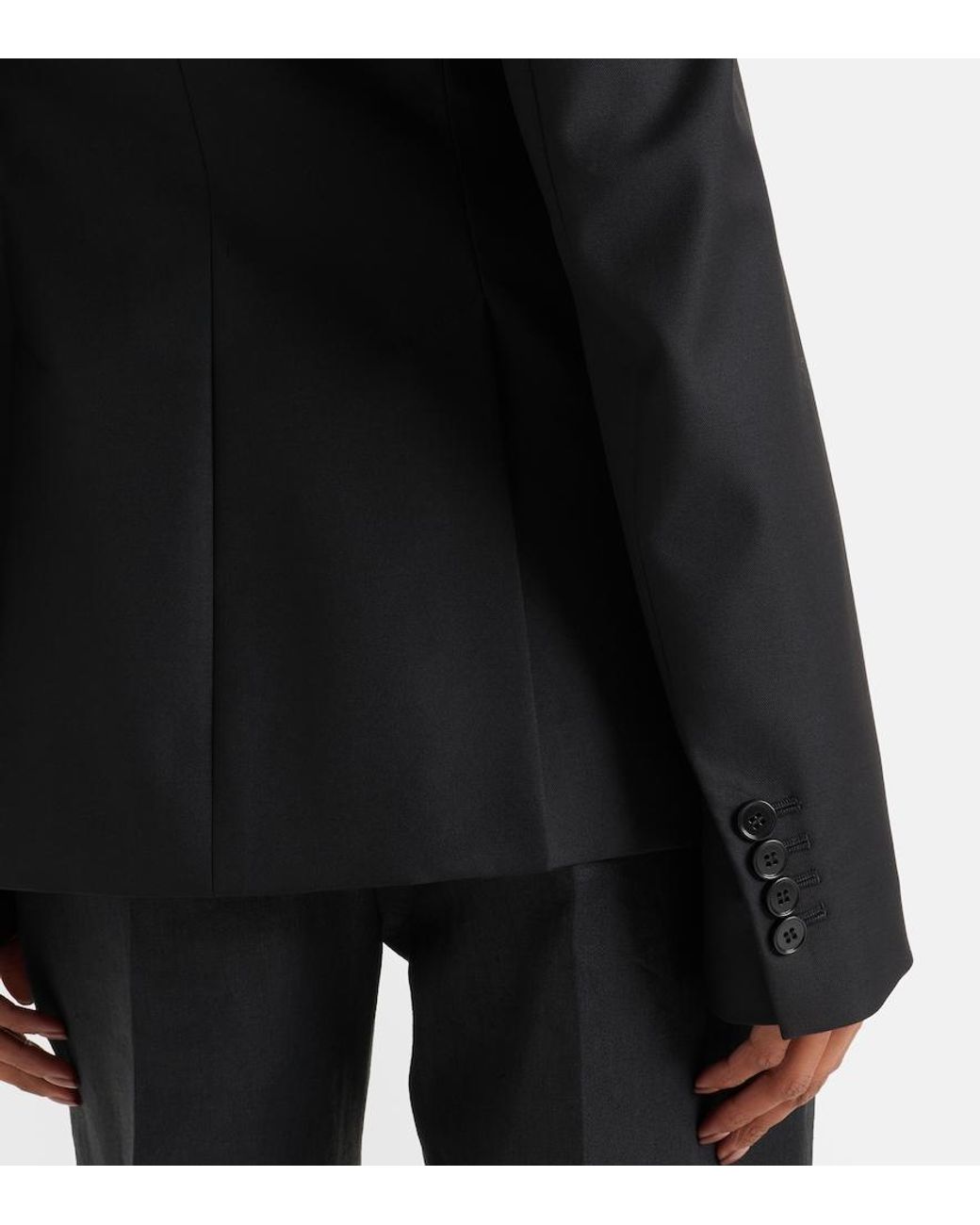 McQueen Black Embellished Wool Grain De Poudre Blazer