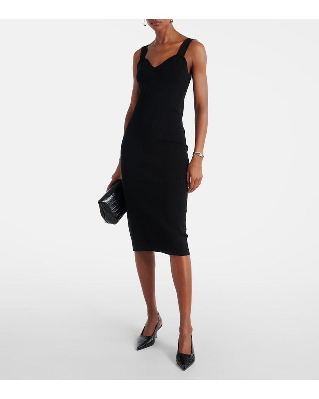 Max Mara Black Teak Knitted Midi Dress