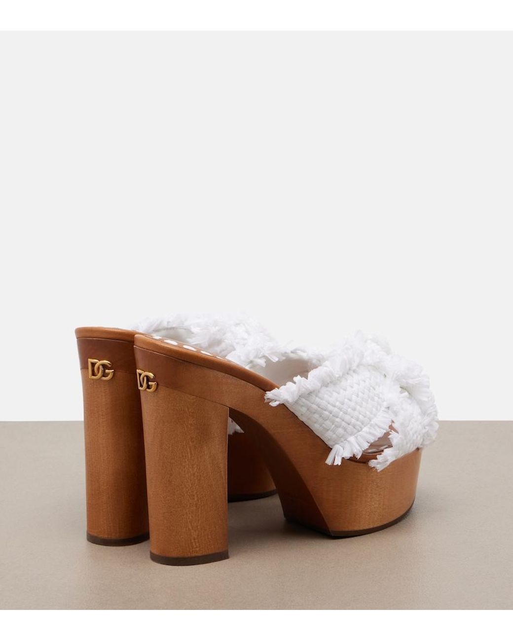 Dolce & Gabbana Brown Plateau-Pantoletten