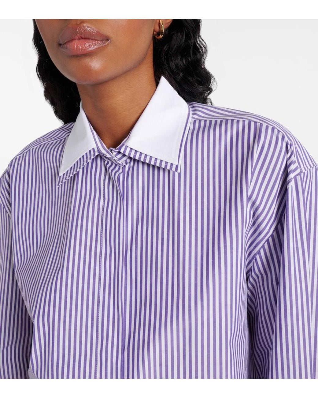 Max Mara Purple Tubinga Striped Poplin Shirt