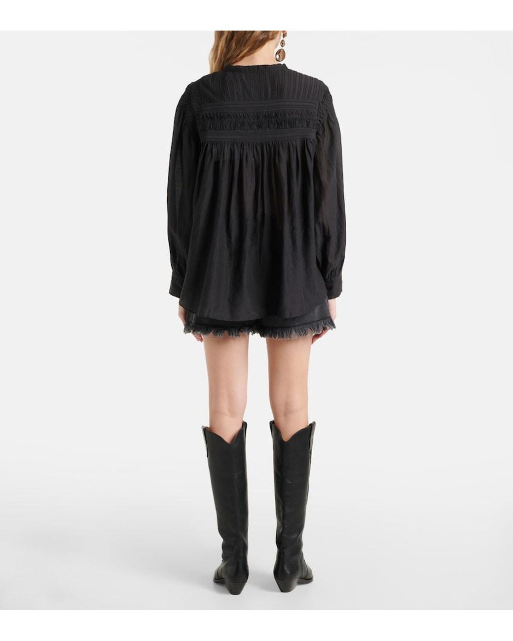 Isabel Marant Black Plalia Cotton-Blend Top