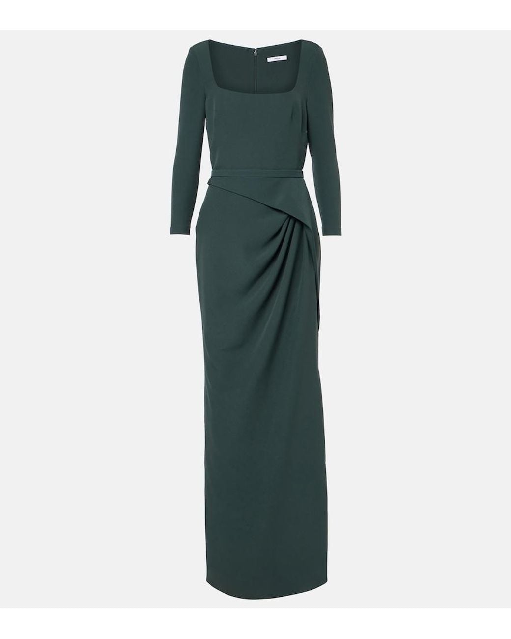Safiyaa Green Mahir Draped Crepe Gown