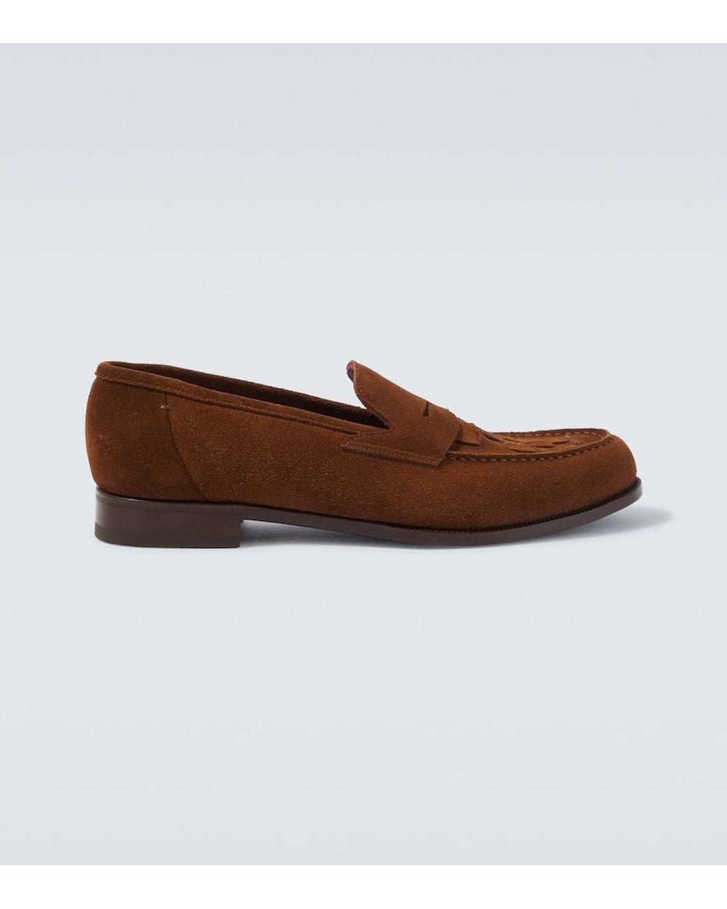 Lardini Brown Woven Suede Penny Loafers for men