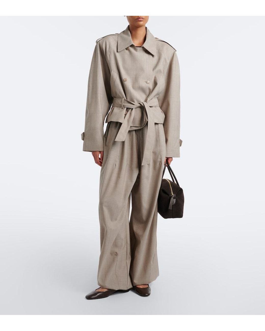 Frankie Shop Natural Stan Belted Wool Jacket