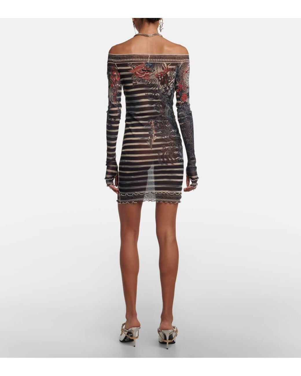 Jean Paul Gaultier Printed Mariniere Tattoo Short Boat Neck Jean Paul Gaultier Printed Mariniere Tattoo Short Boat Neck
