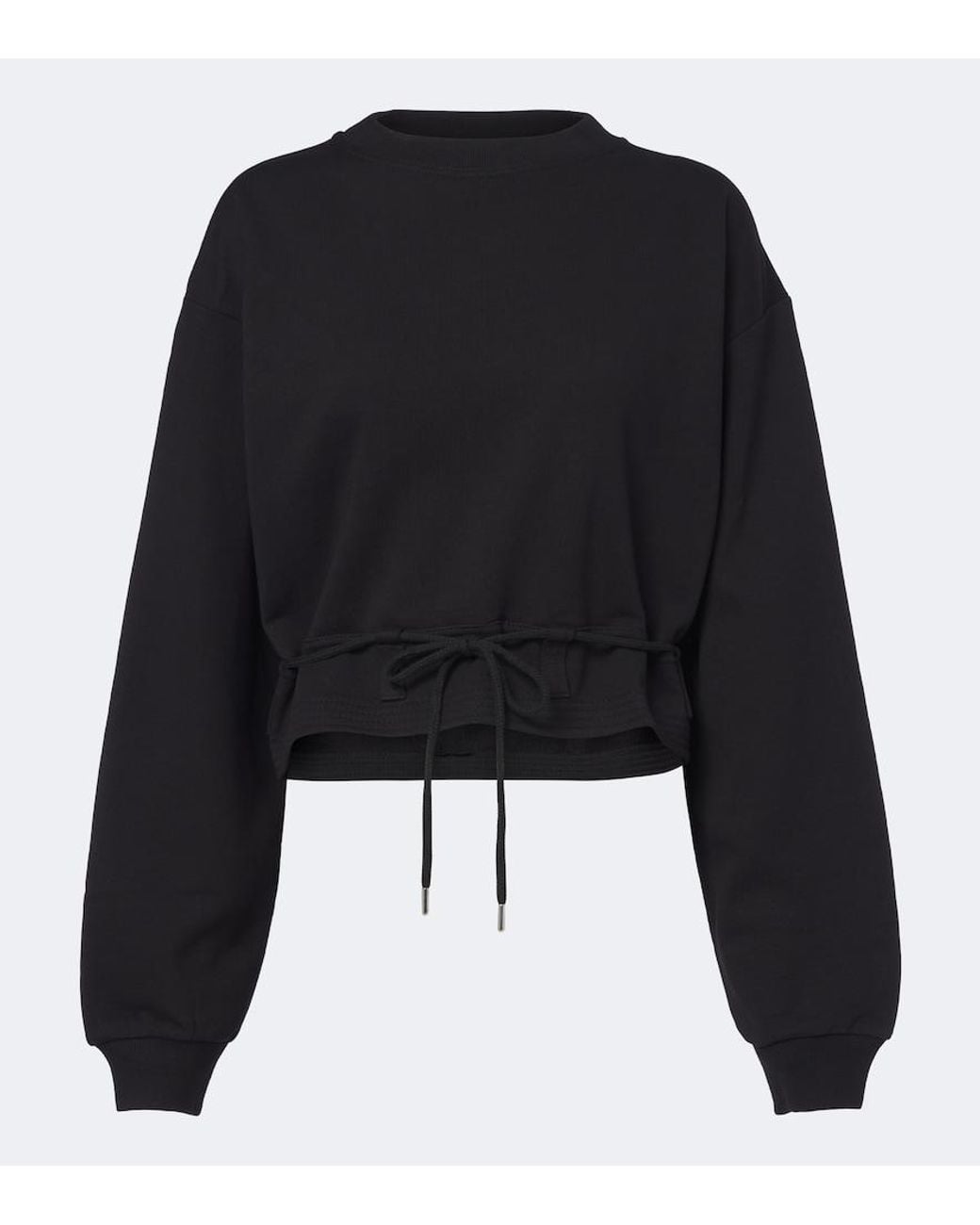 Dries Van Noten Black Cropped Cotton Jersey Sweatshirt