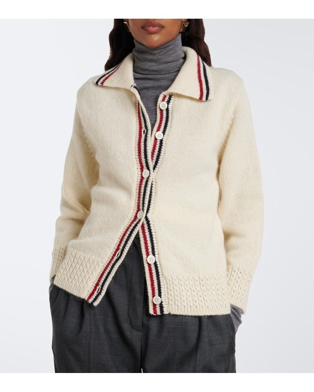 Thom Browne Natural Wool And Mohair Cardigan