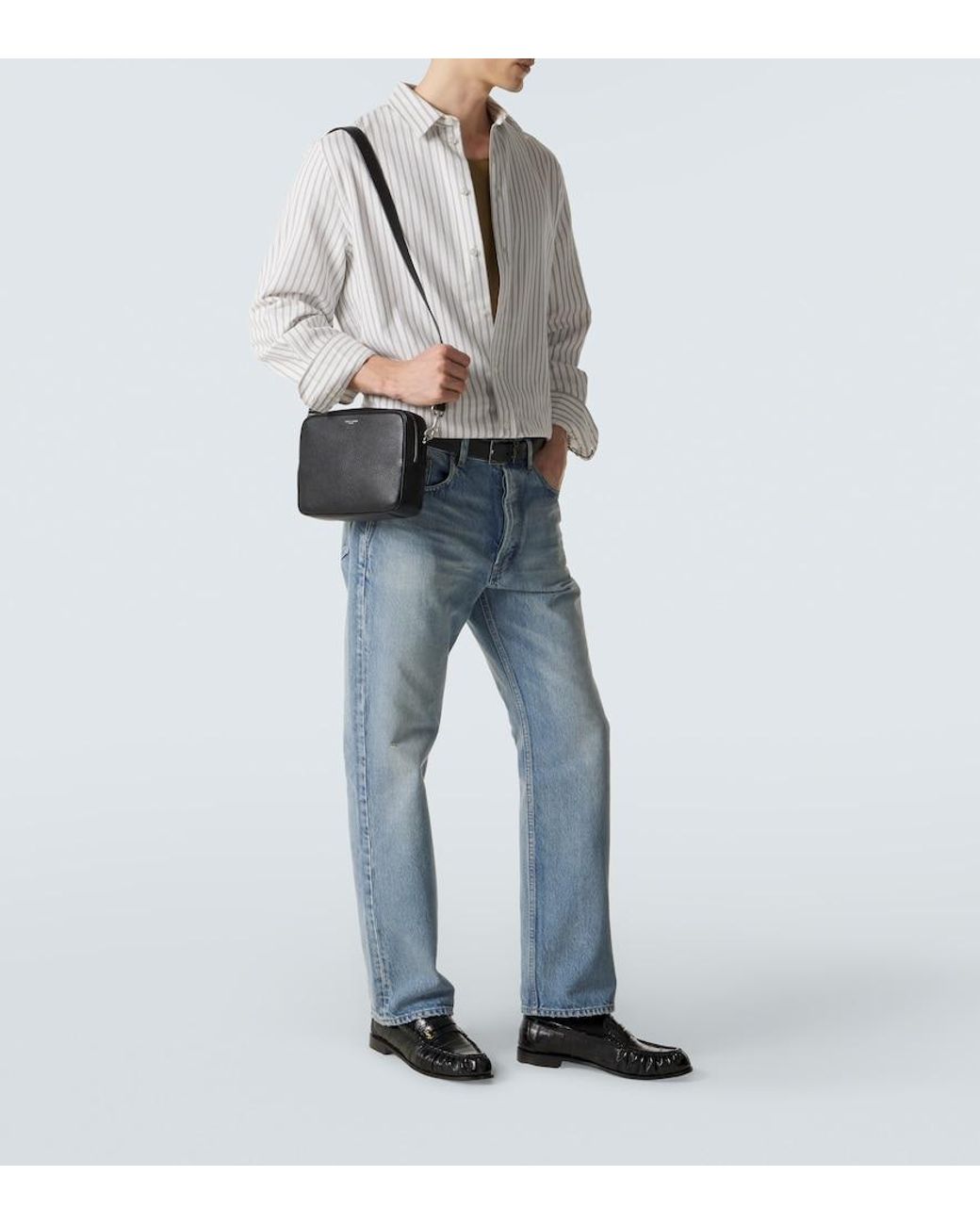 Saint Laurent White Spl Small Leather Shoulder Bag for men