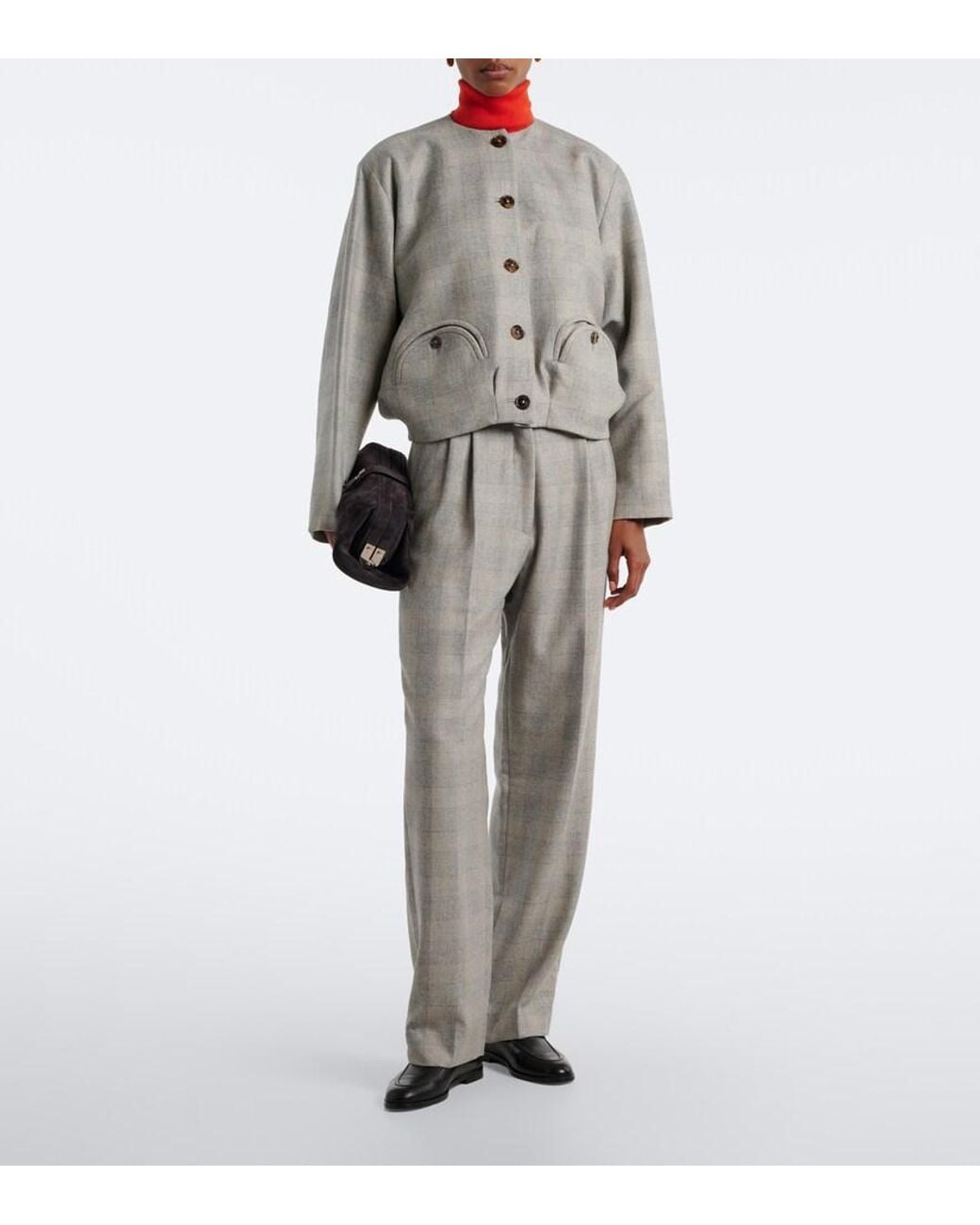 Blazé Milano Gray Altai Checked Wool, Silk, And Cashmere Jacket