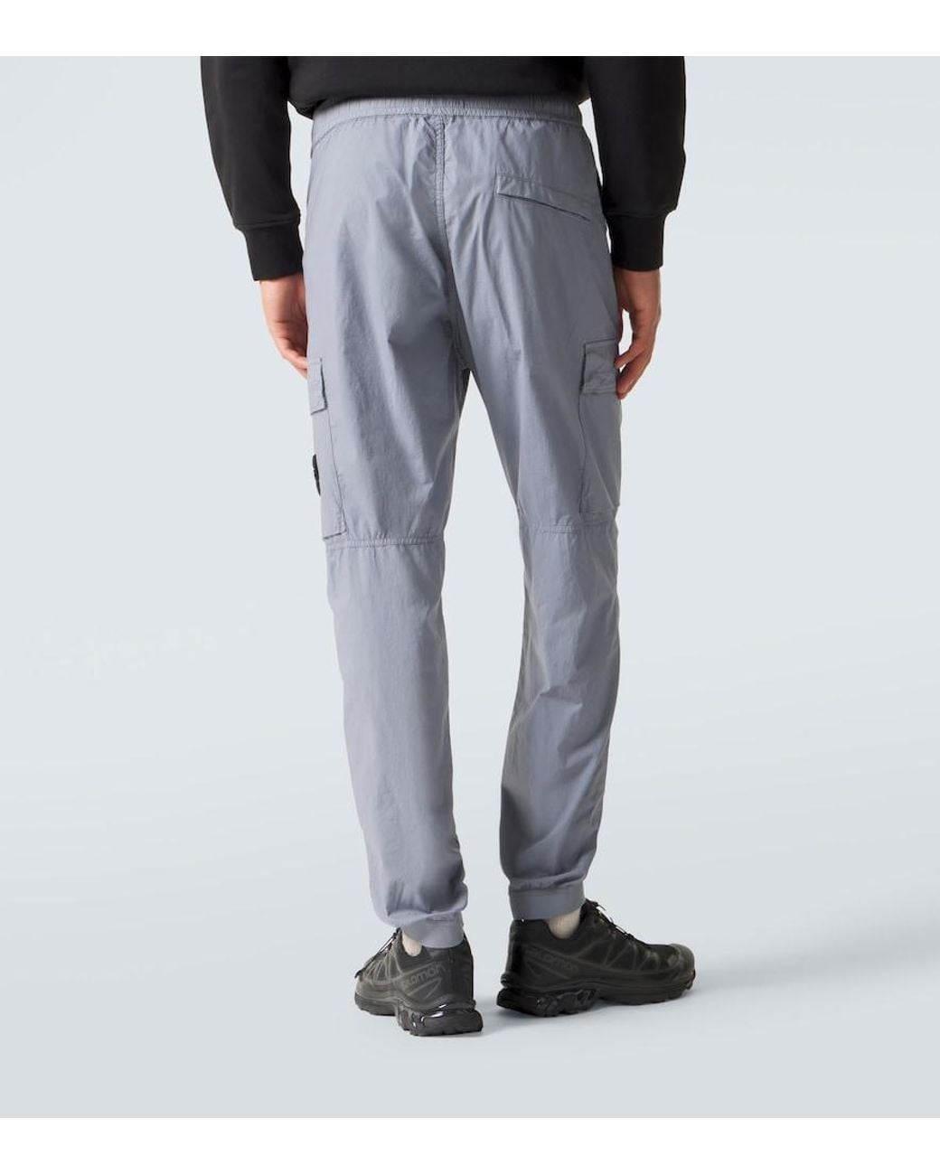 Stone Island Blue Compass Cotton-Blend Cargo Pants for men