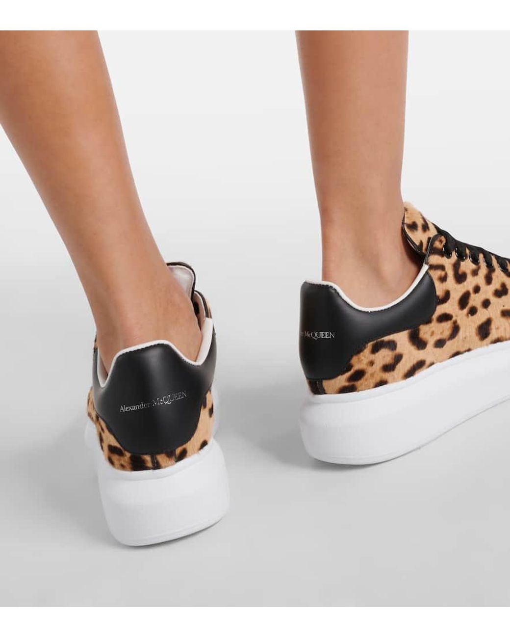 Alexander McQueen Oversized Leopard Print Leather Sneakers in Brown Lyst