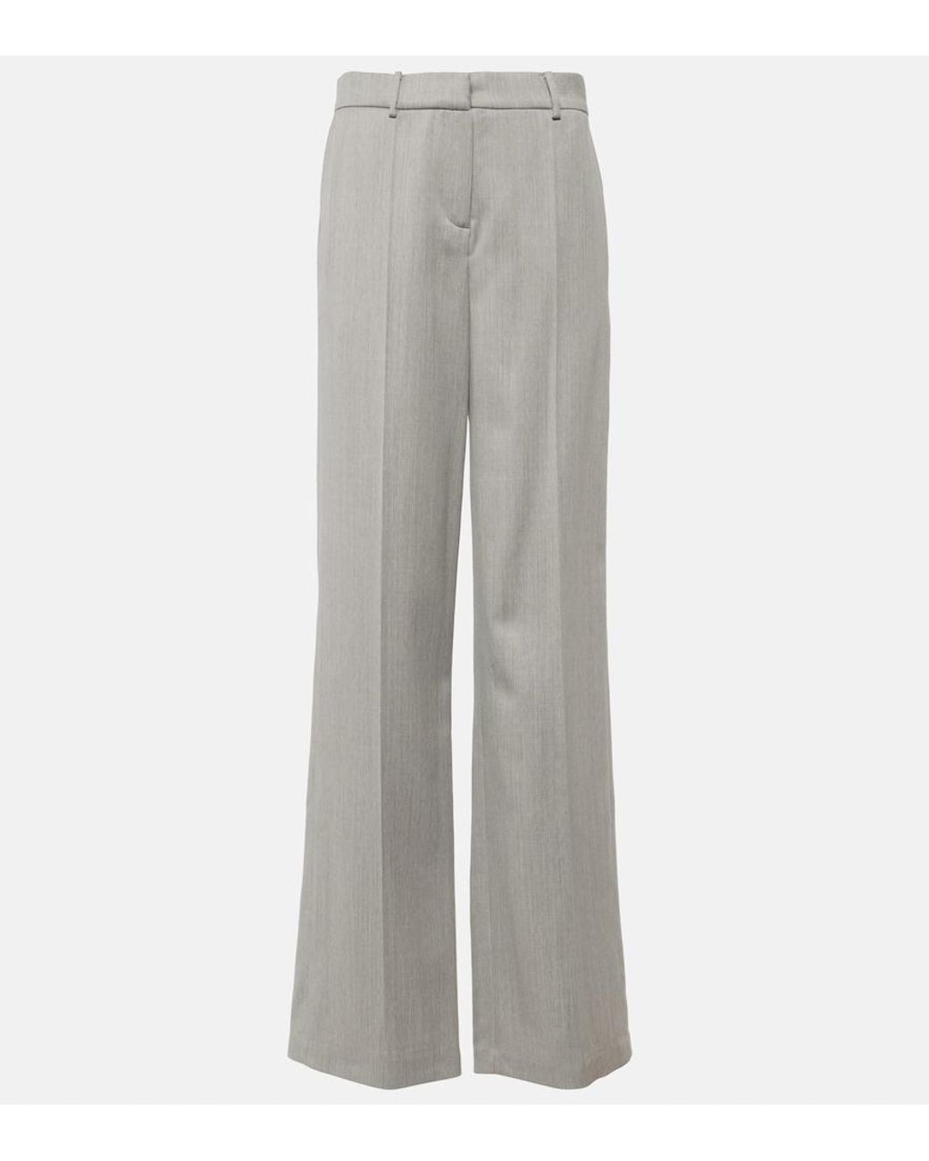 Magda Butrym Gray Mid-Rise Wool Straight Pants
