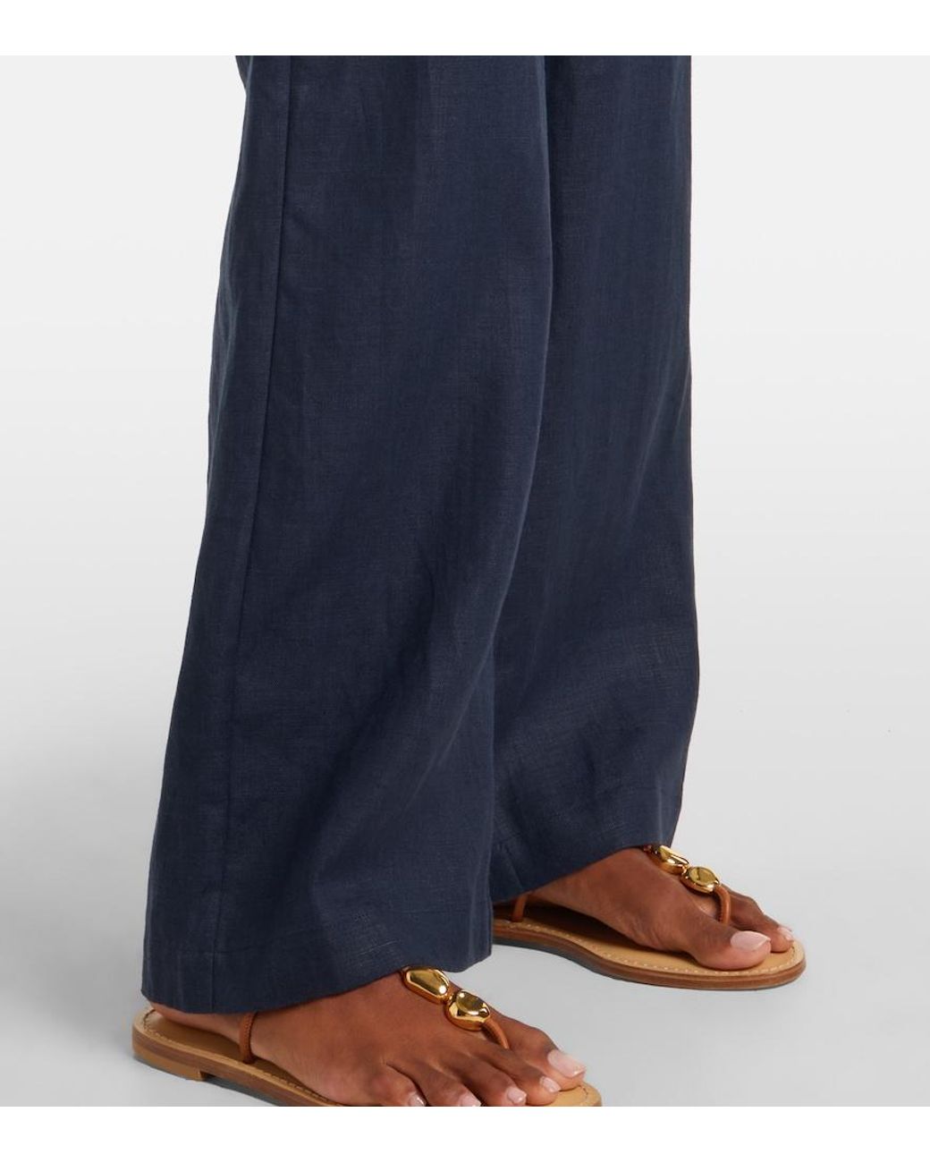 Faithfull The Brand Blue Lulea Linen Wide-Leg Pants