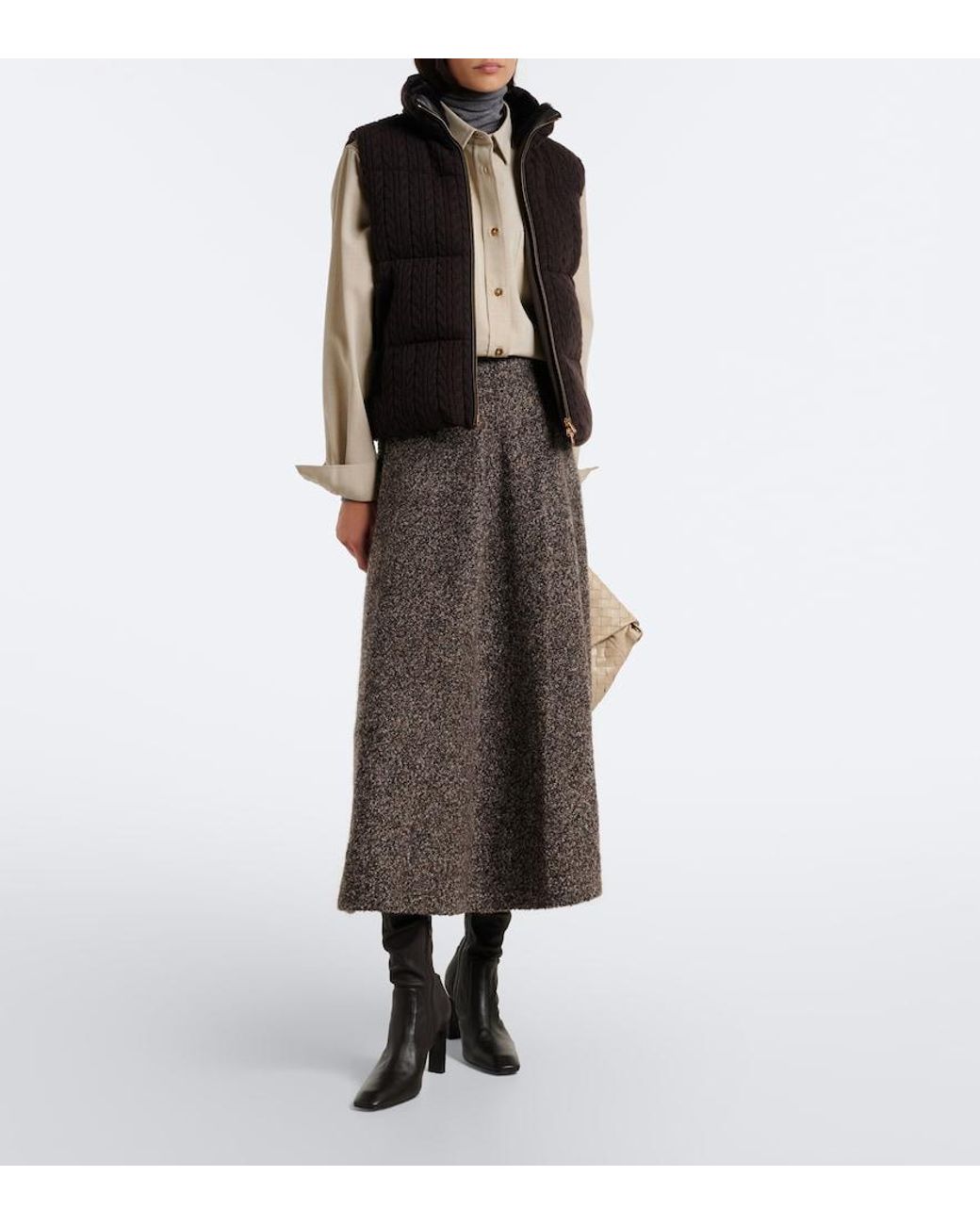 Agnona Black Cable-Knit Cashmere Puffer Vest
