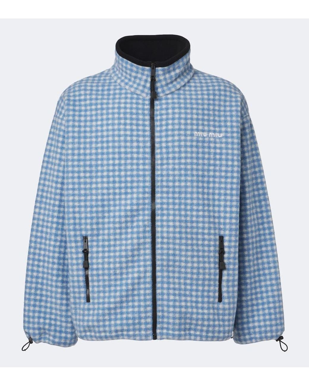 Miu Miu Blue Gingham Fleece Jacket for men