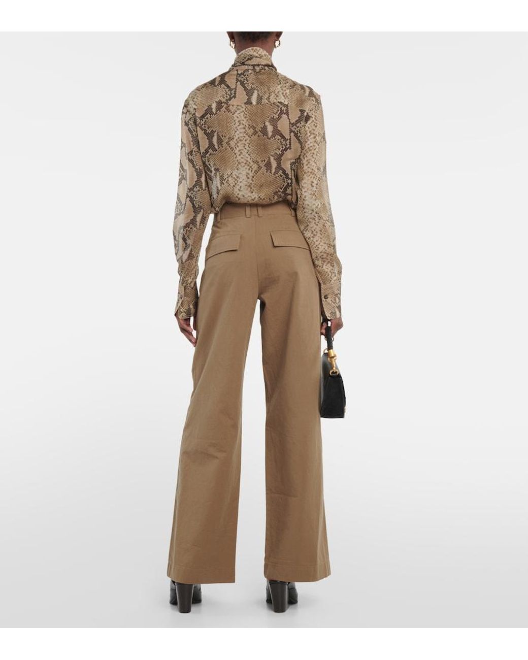 Vince Green High-Rise Cotton Twill Wide-Leg Pants