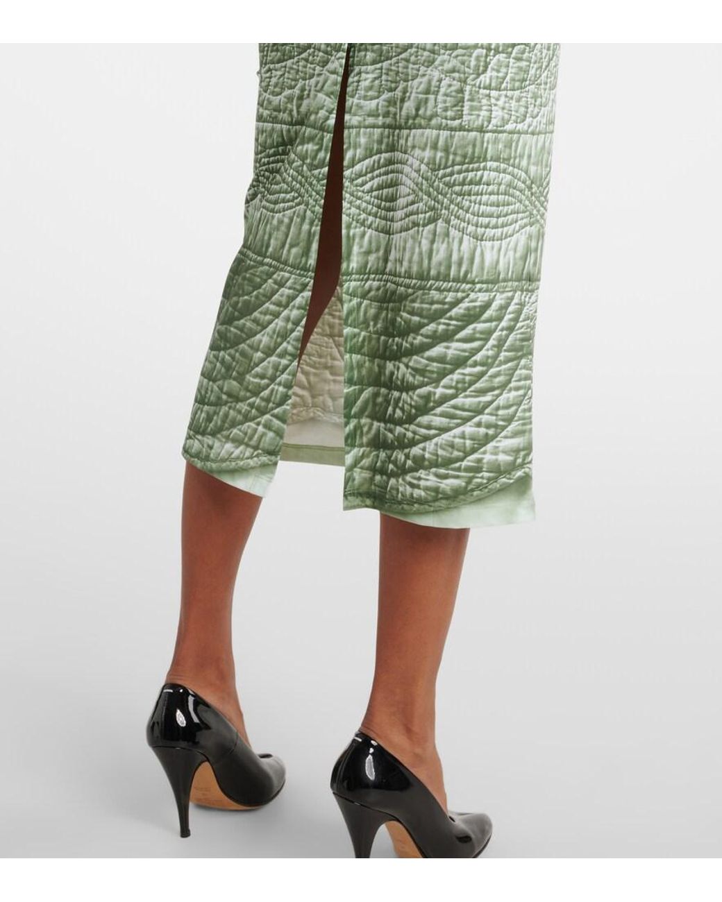 MM6 by Maison Margiela Green Printed Jersey Midi Dress