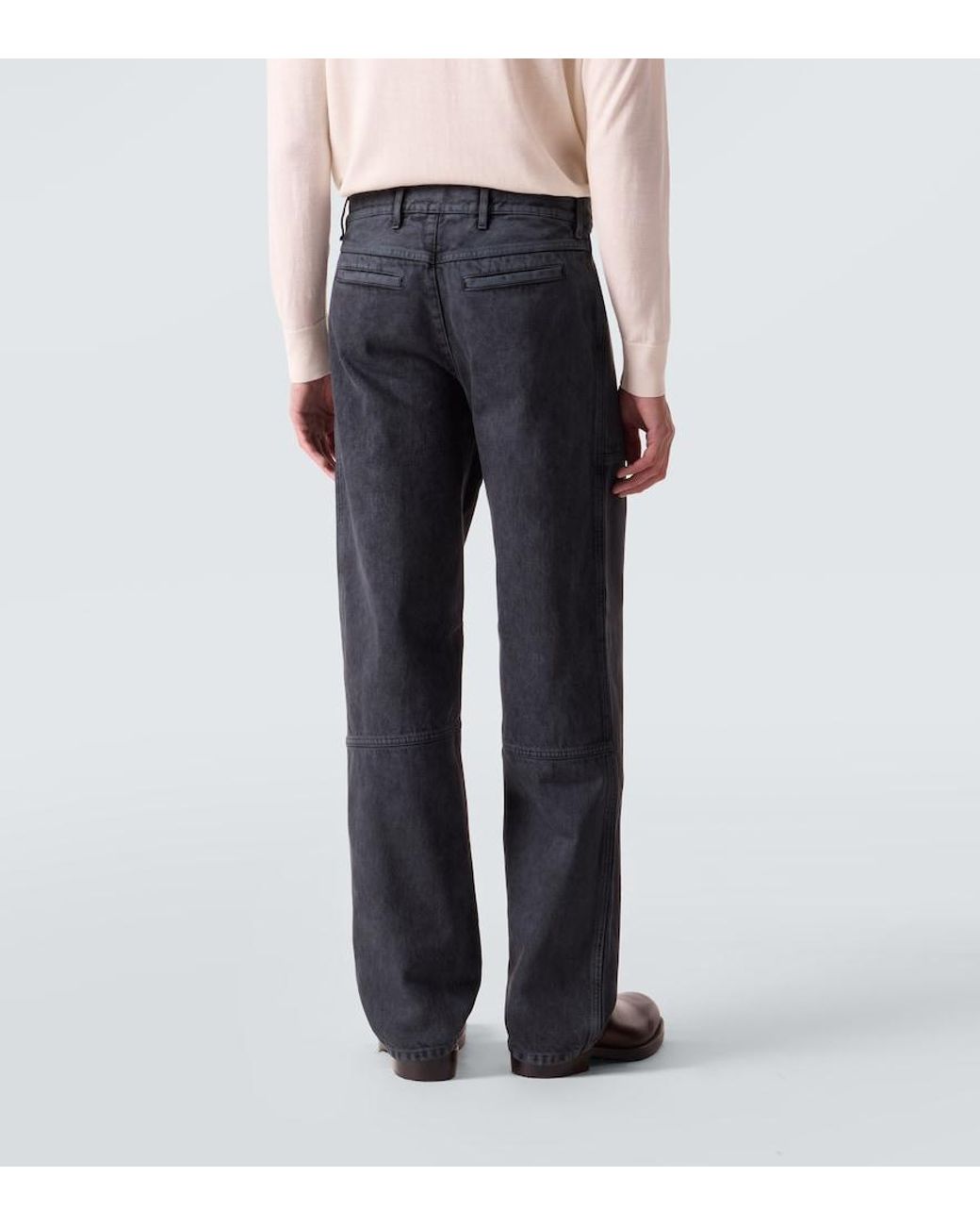 Dries Van Noten Gray Zip-Detail Wide-Leg Jeans for men