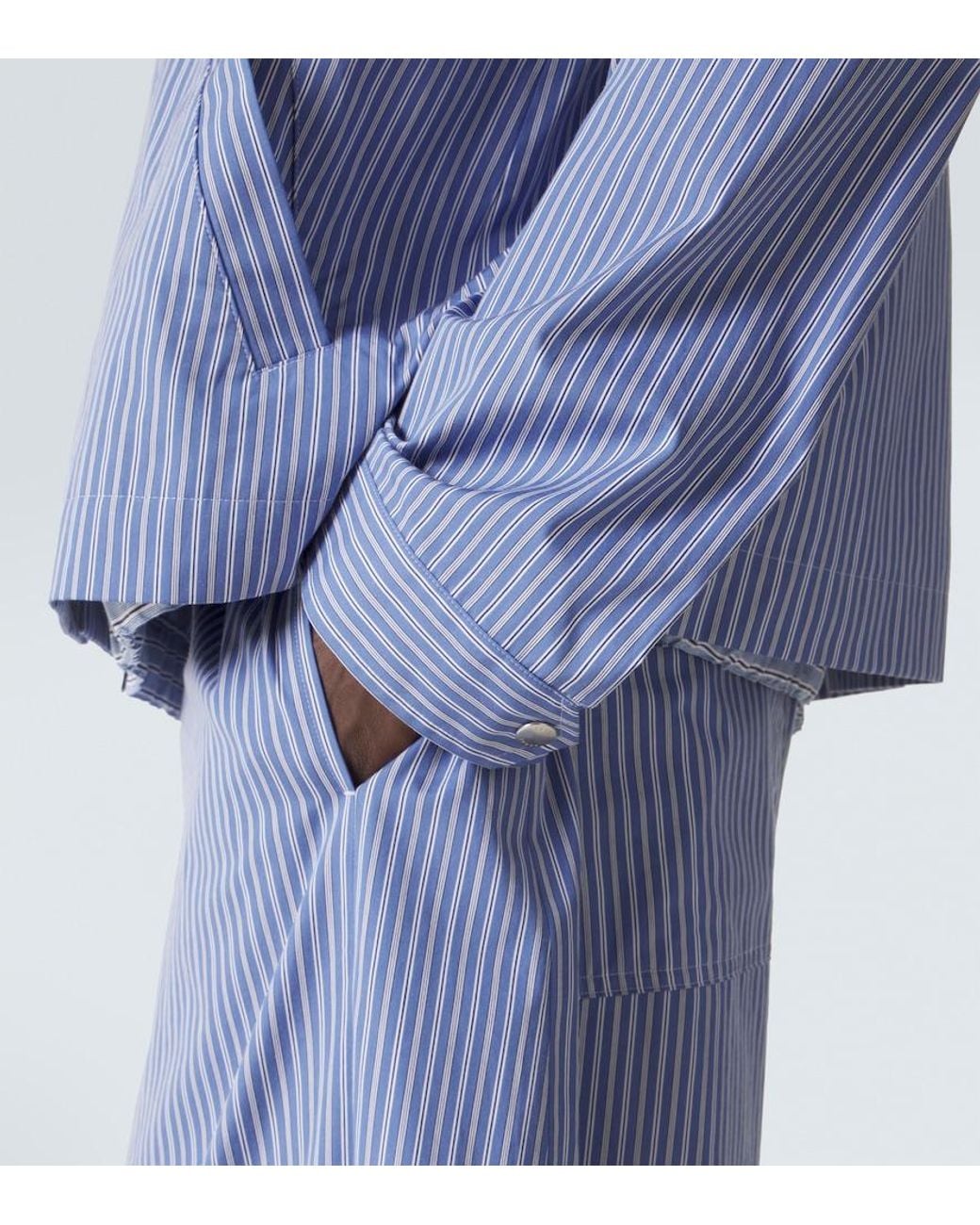 Sacai Blue Striped Cotton Poplin Blouson Jacket for men