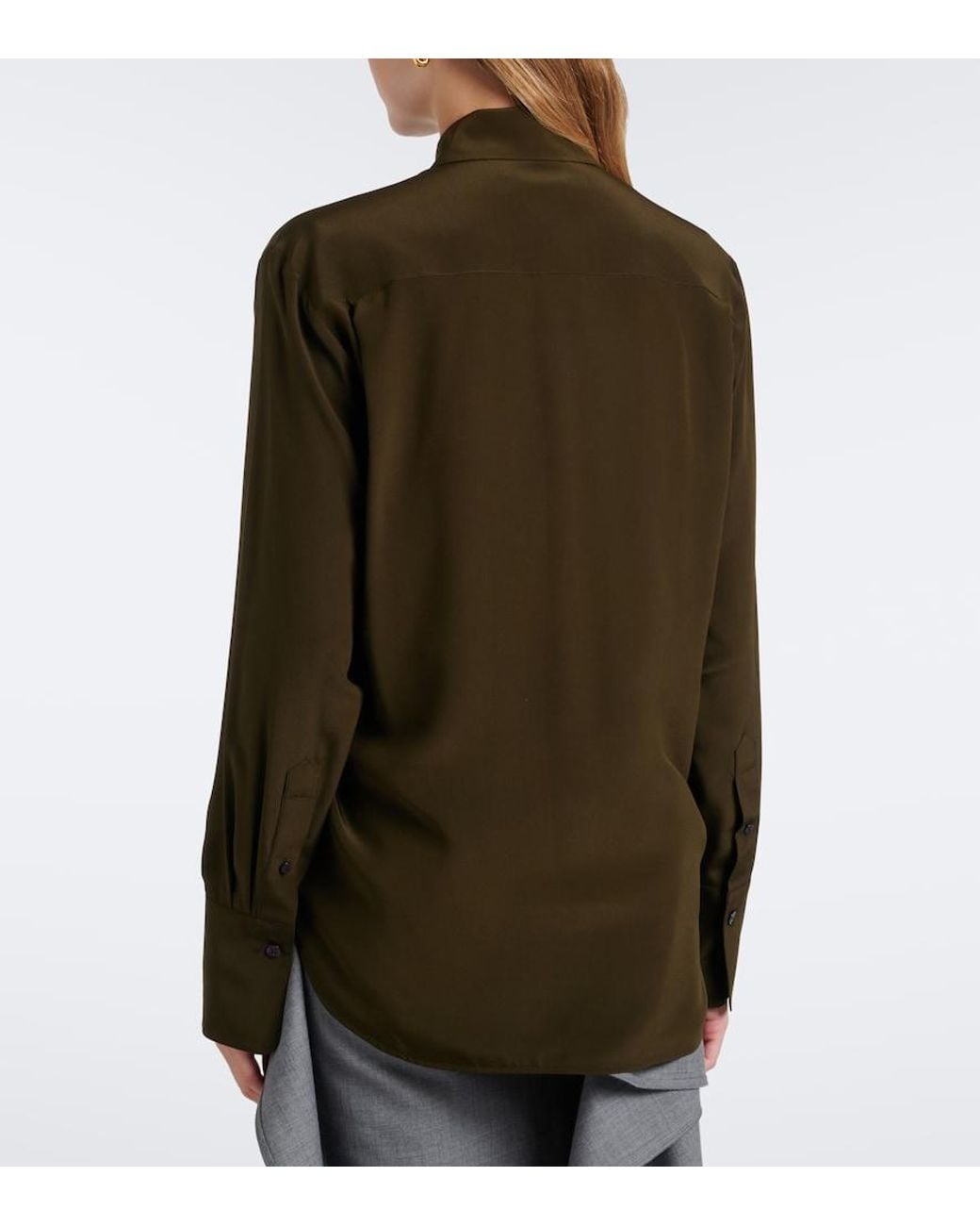 Victoria Beckham Green Cutout Silk Crepe De Chine Blouse