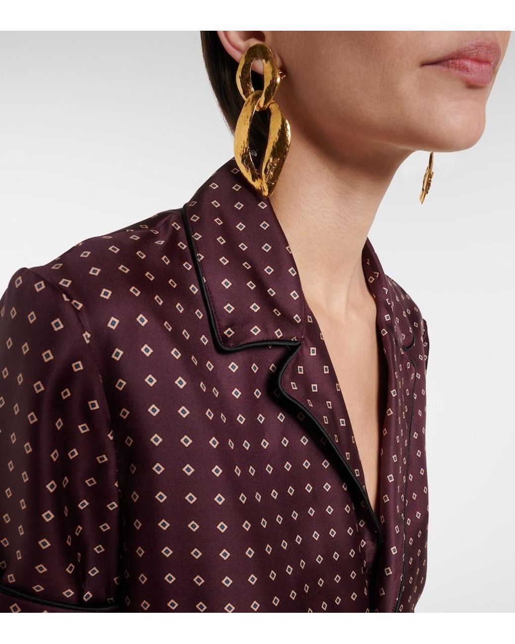 Saint Laurent Red Printed Silk Shirt