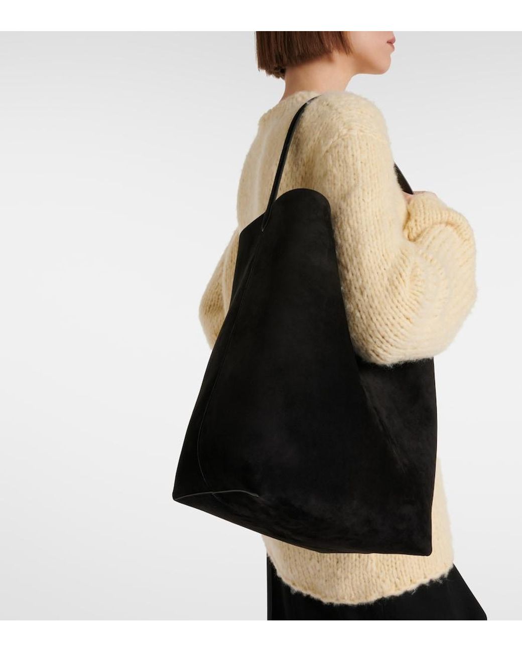 The Row Black Tote Bag N/S Park Large Aus Veloursleder