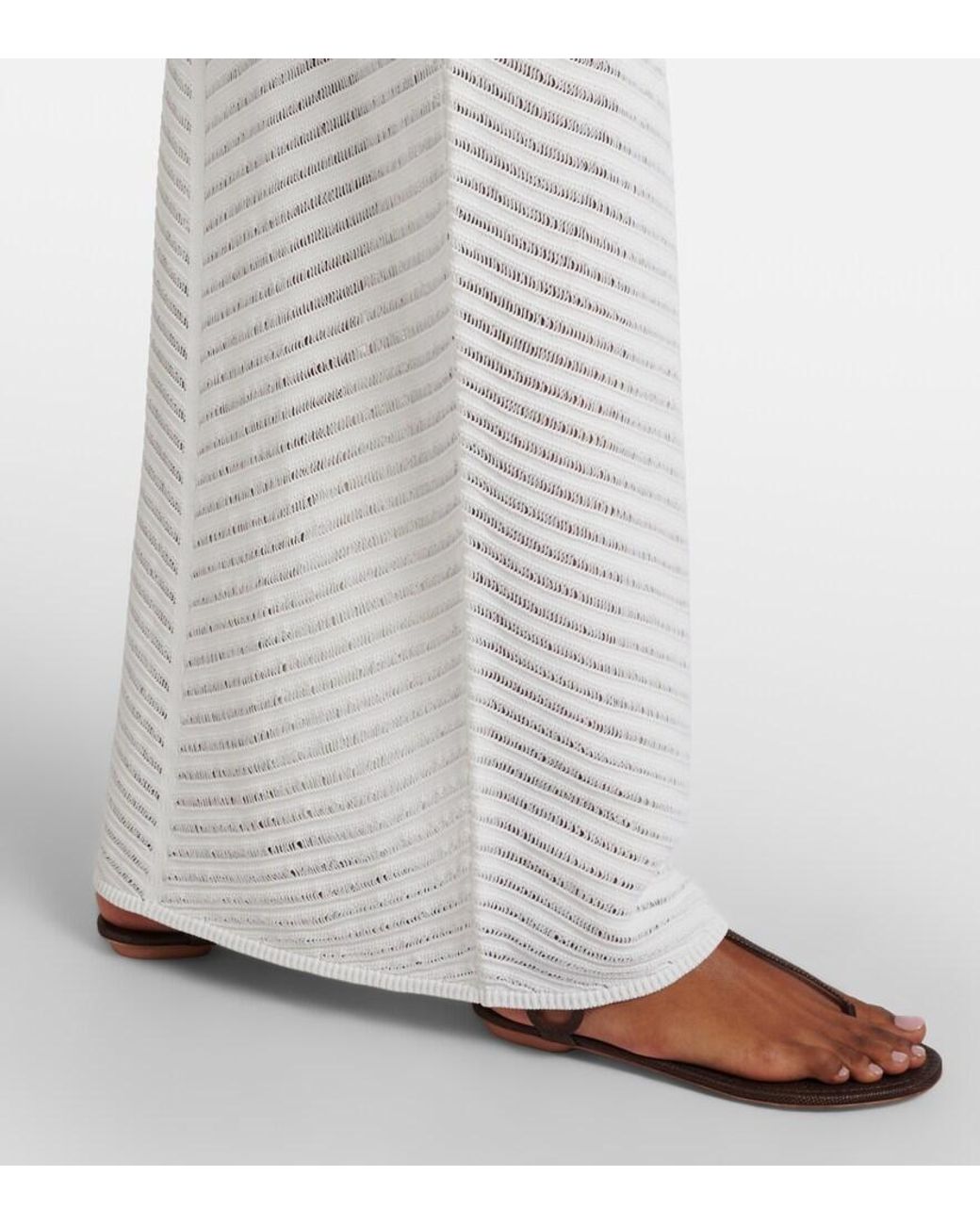 Rebecca Vallance White Cassis Chevron Knitted Maxi Dress