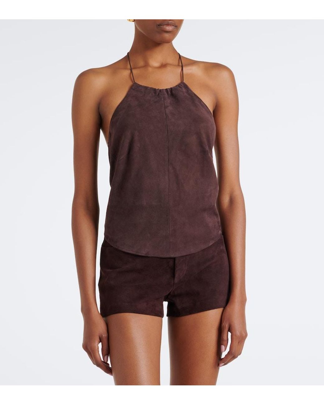Stouls Red Rosie Halterneck Suede Top