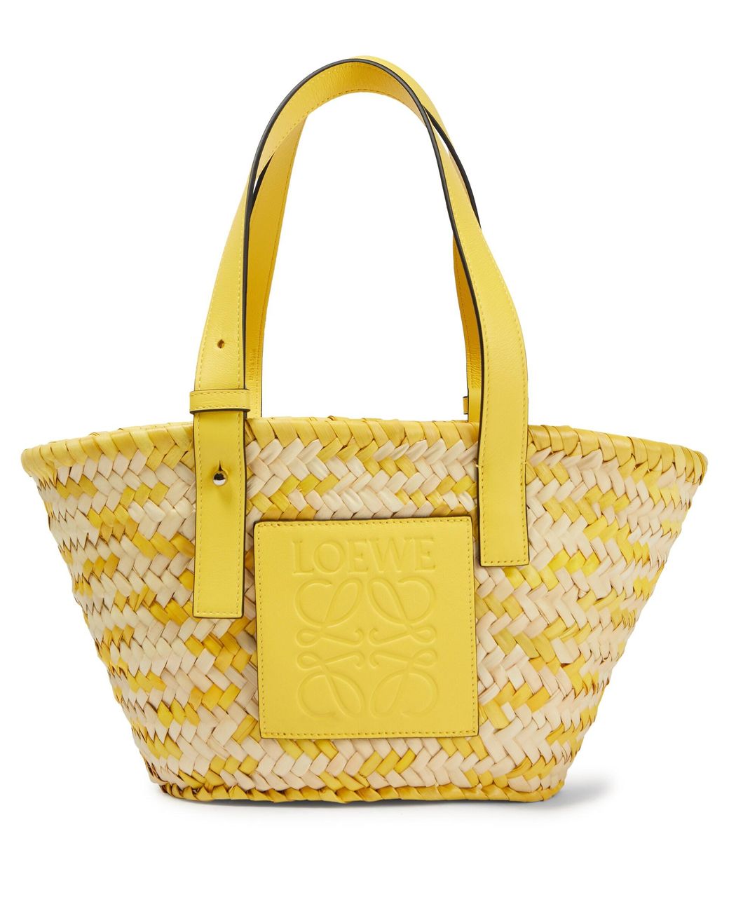 Loewe Small Leathertrimmed Basket Tote in Yellow Lyst