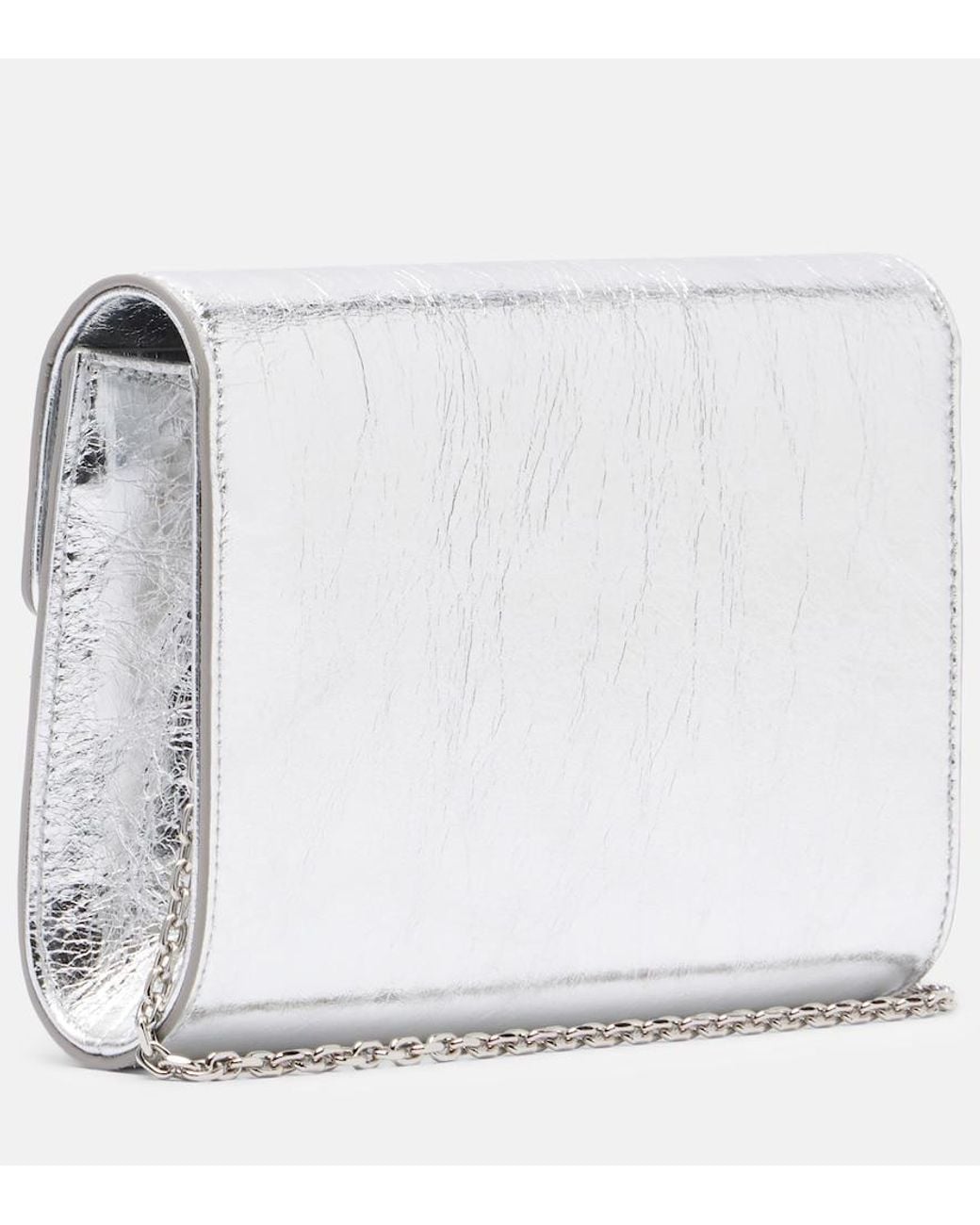 Roger Vivier Gray Clutch Efflorescence Mini Aus Metallic-Leder