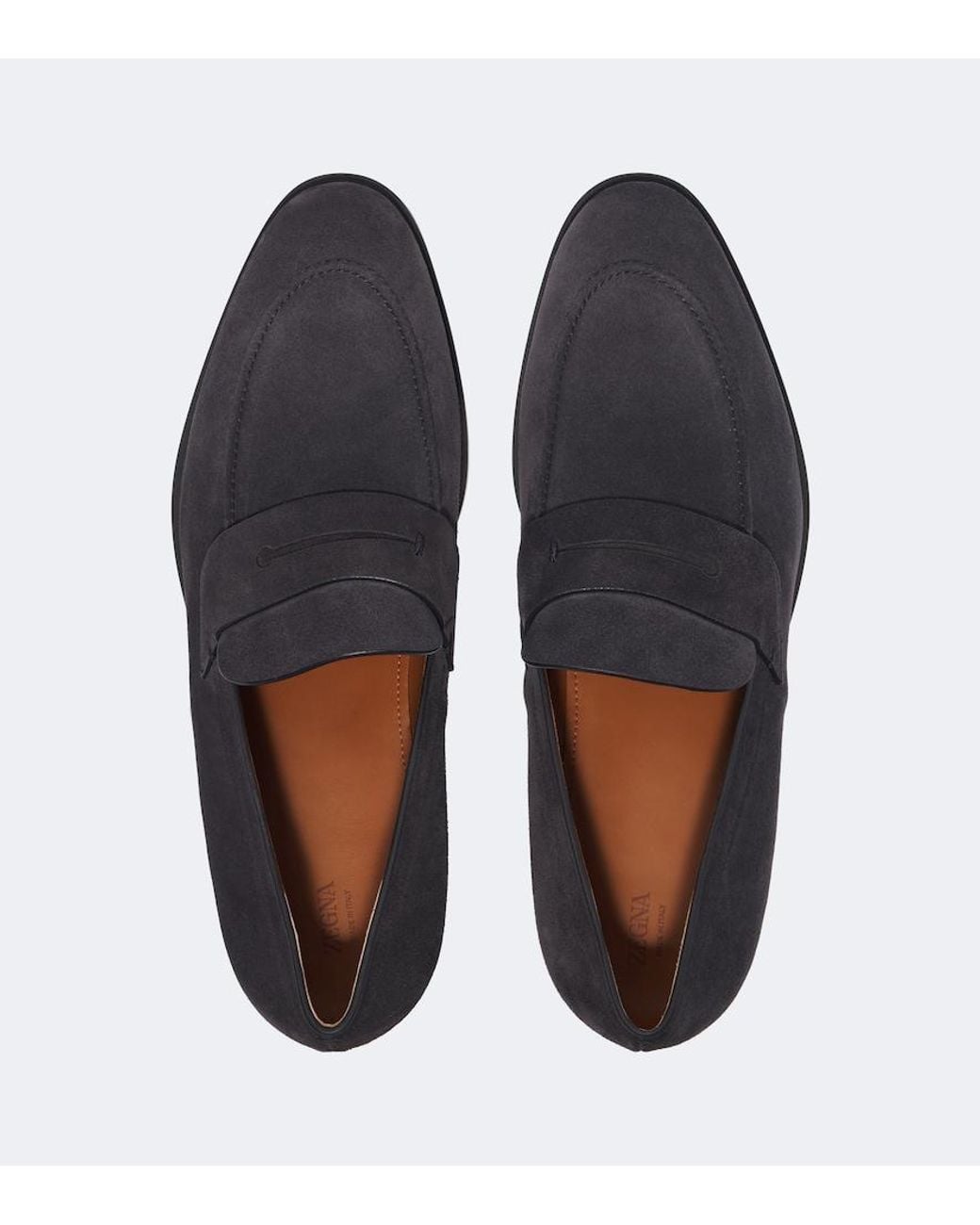 Zegna Black New Classic Suede Penny Loafers for men