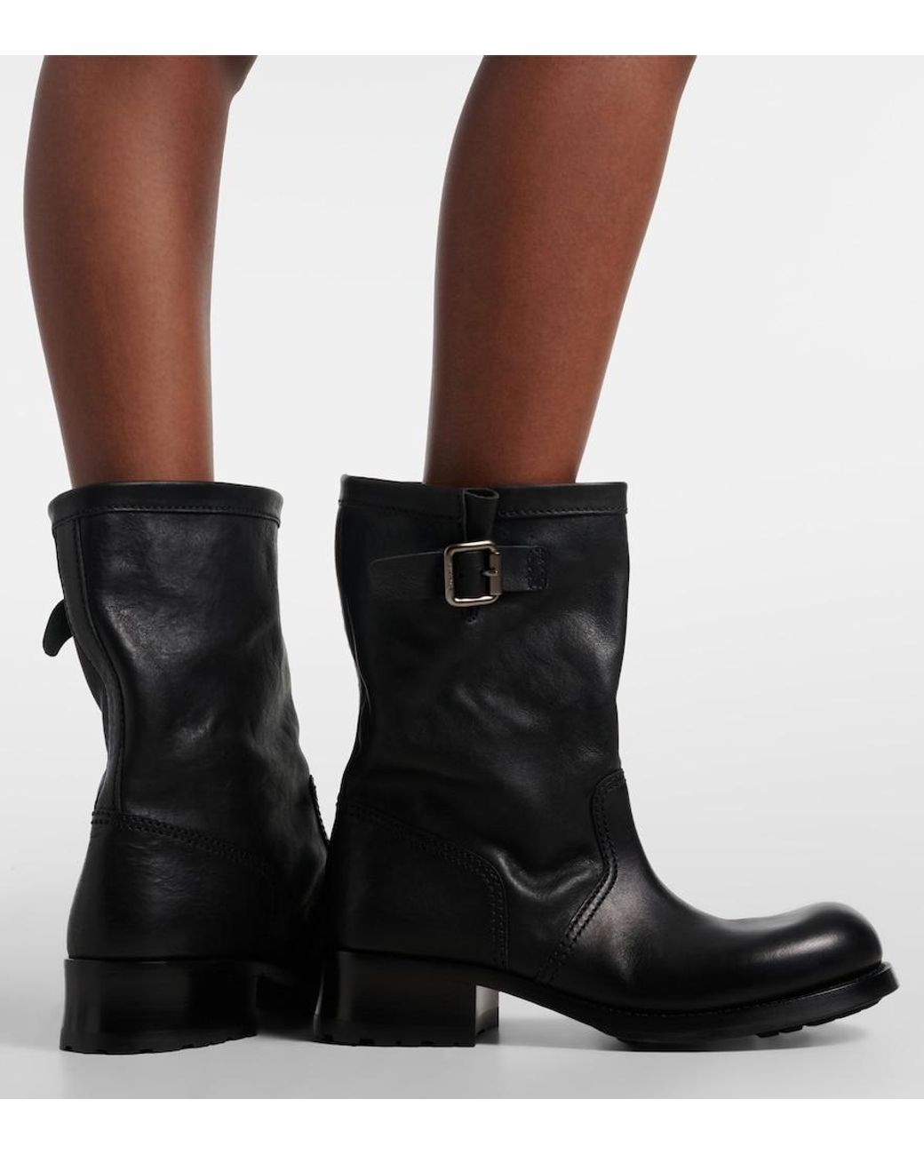 Prada Black Stiefel Aus Leder