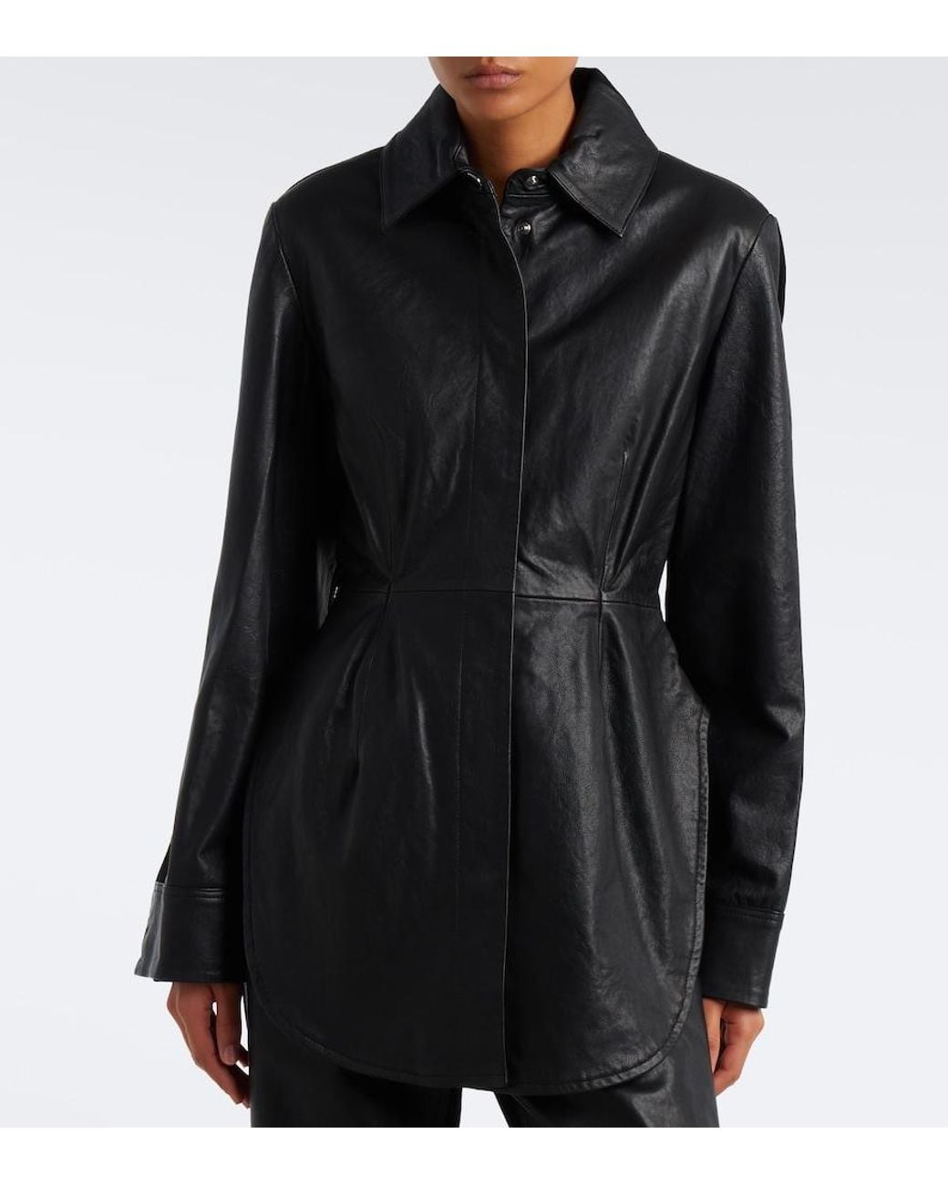 Sportmax Black Leather And Suede Shirt