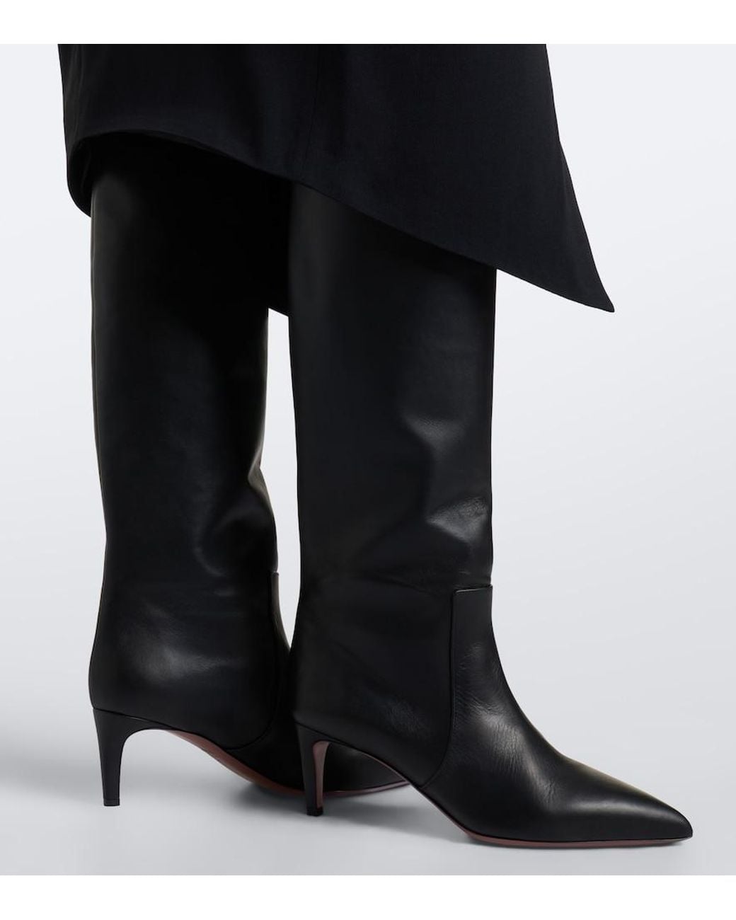 Paris Texas Black Stiletto Leather Knee-High Boots