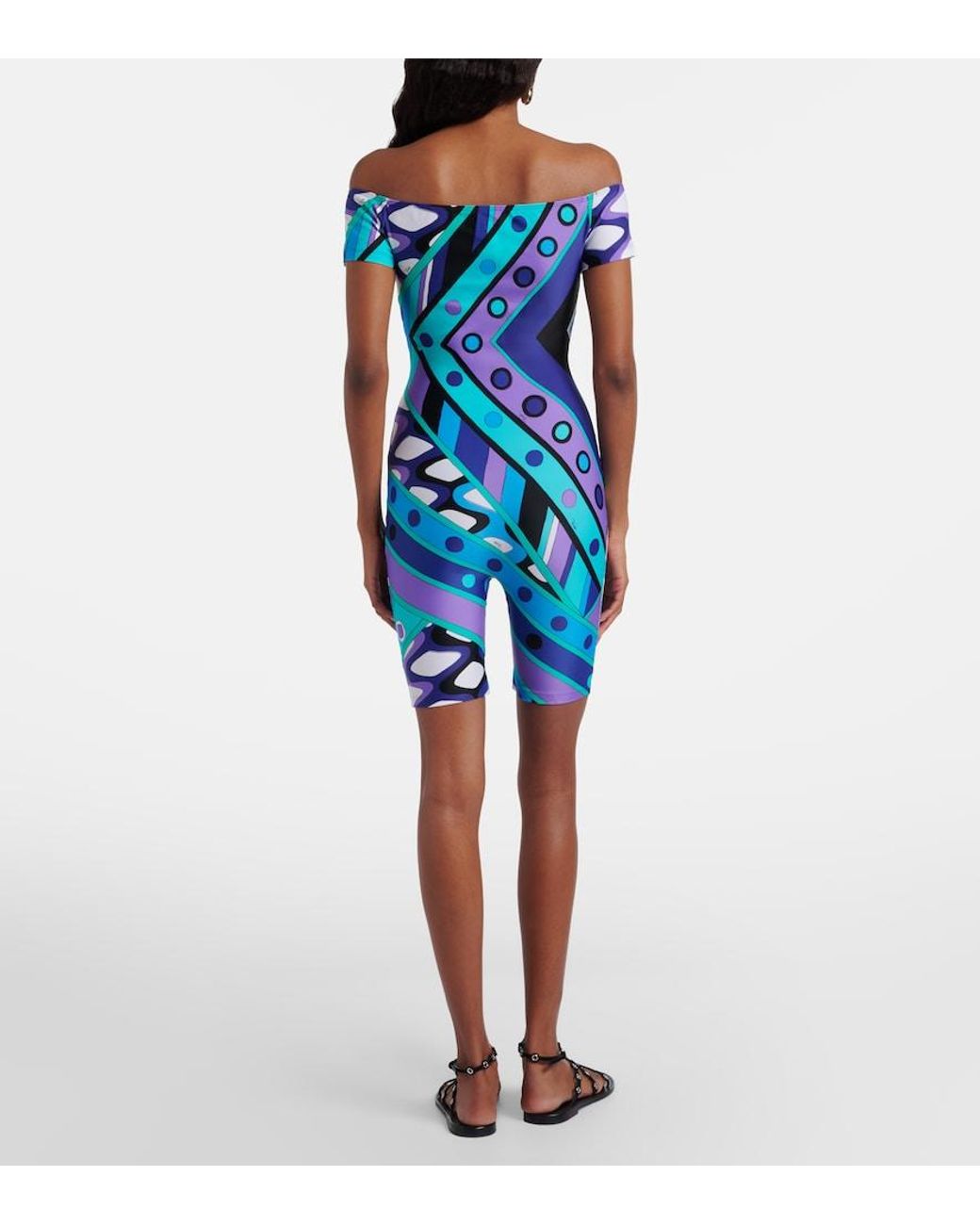 Emilio Pucci Blue Vivara Off-Shoulder Jumpsuit