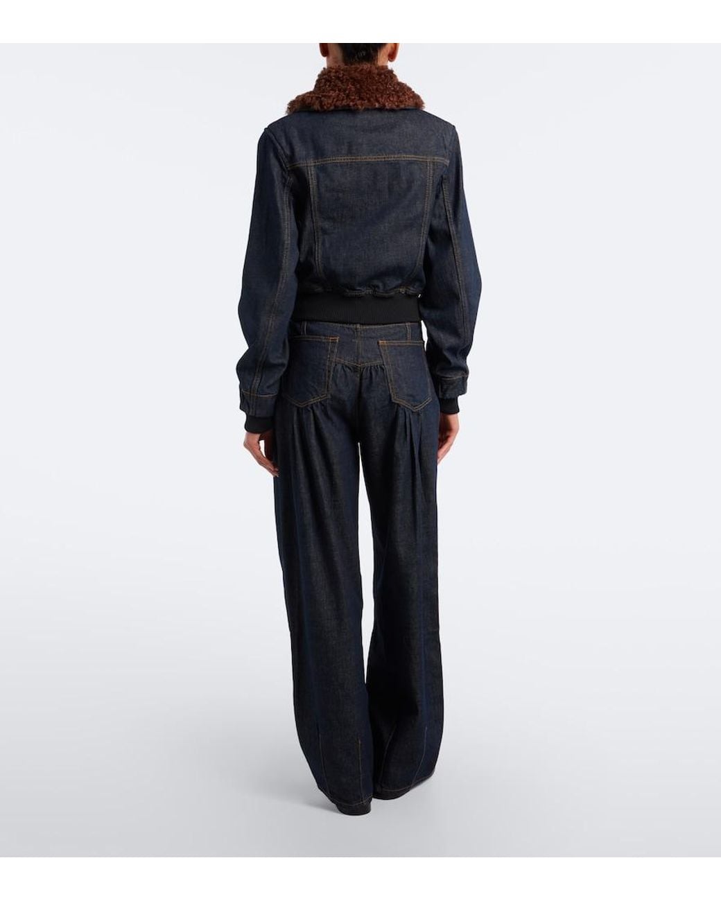 Ganni Blue Gathered Barrel-Leg Jeans