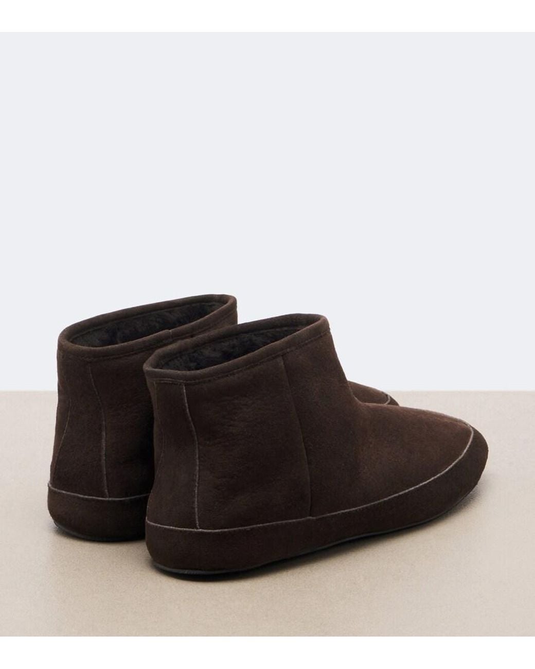 The Row Brown Esther Shearling-Lined Suede Ankle Boots