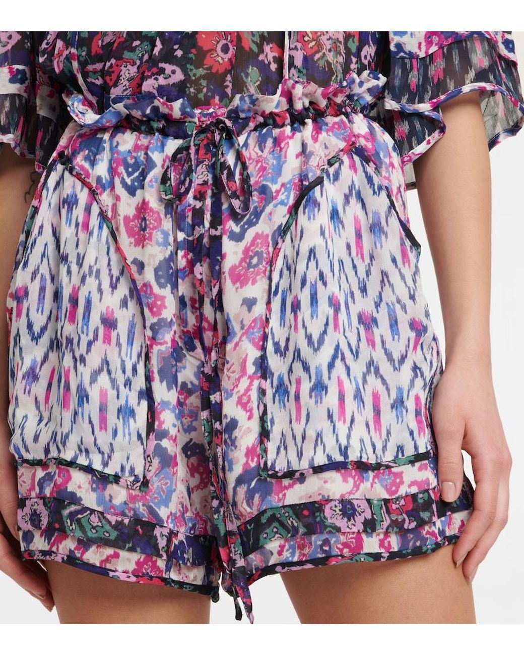 Isabel Marant Purple Riolmy Printed Georgette Shorts