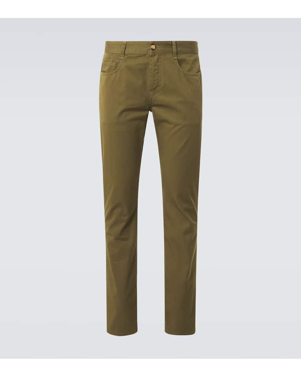 【送料&関税込】Saint Laurent Slim Fit Mid-rise Trousers Saint Laurent Mid-Rise Slim Pants in Green for Men | Lyst