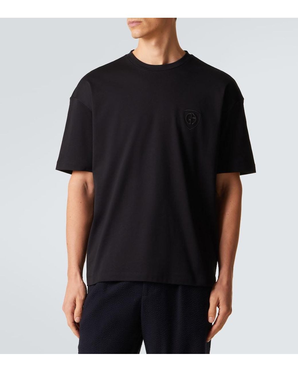 Giorgio Armani Black Cotton Jersey T-Shirt for men
