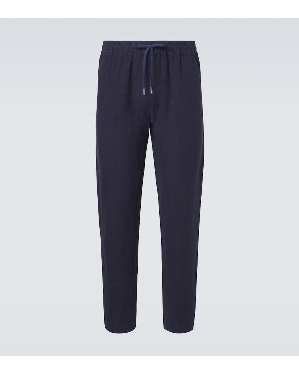 Thom Sweeney Blue Linen Straight Pants for men