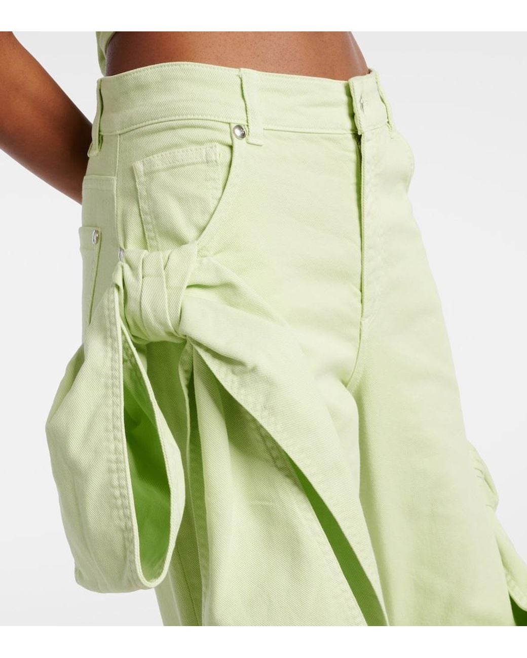 Blumarine White Draped Straight Jeans