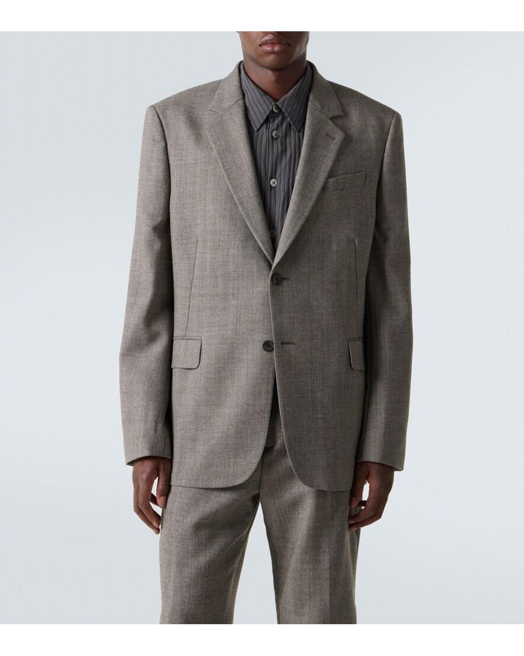Our Legacy Gray Ceremony Herringbone Virgin Wool Blazer for men