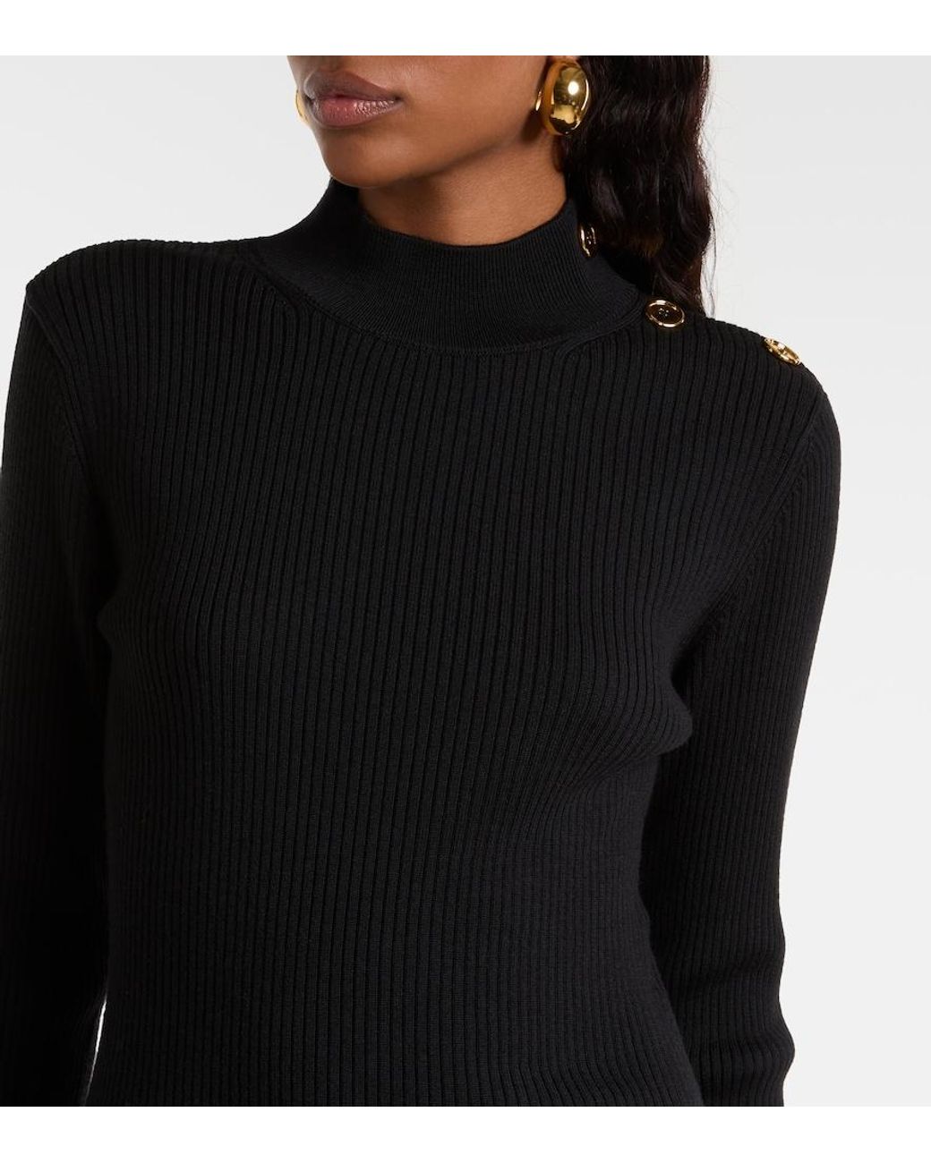 Patou Black Ruffled Wool Minidress