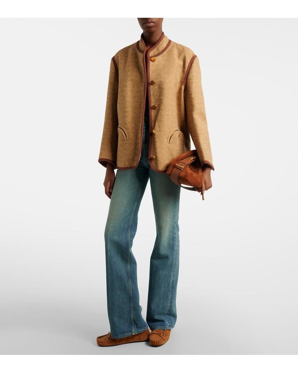 Blazé Milano Brown Curly Cotton And Linen-Blend Jacket
