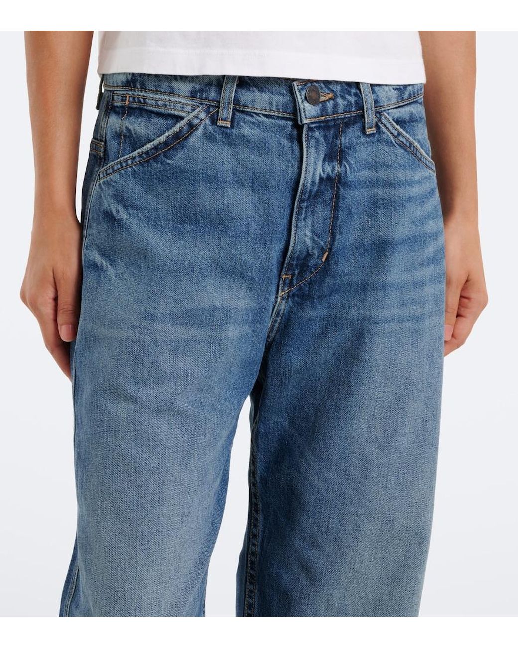 Nili Lotan Blue Tribeca Barrel-Leg Jeans