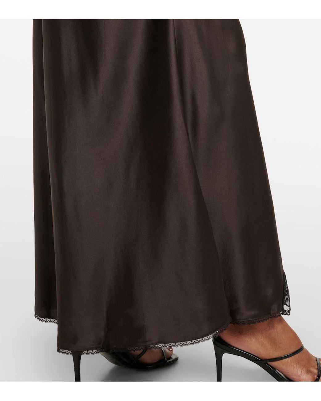 Sir Black Lace-Trimmed Silk Maxi Dress