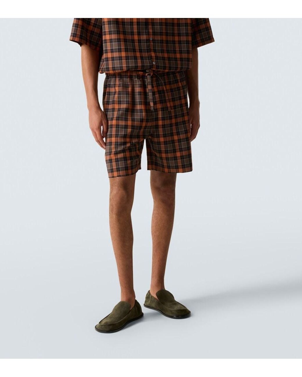 Loewe Brown Checked Bermuda Shorts for men